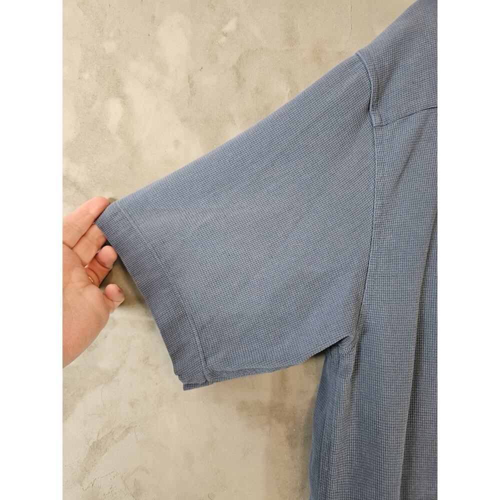 Vintage Silk Men's Woven Silk Grey Blue Short Sleeve Button-Up Shirt size L - Picture 7 of 7